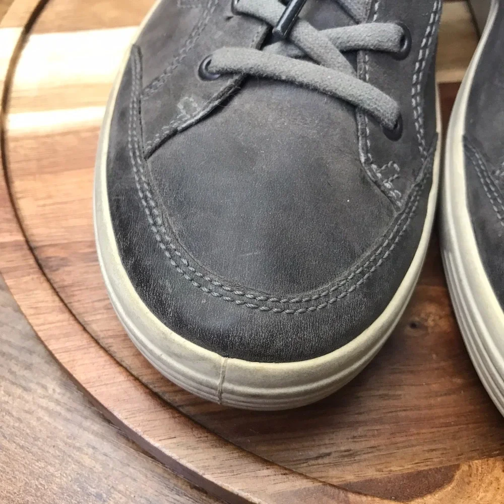 Ecco Soft 7 High Top Tie Sneakers Mens EU 44/US‎ 10-10.5 Gray Suede Casual Shoes